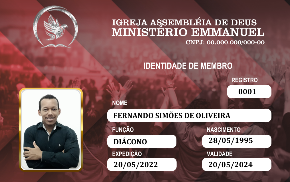 Carteirinha de membro frente modelo 1